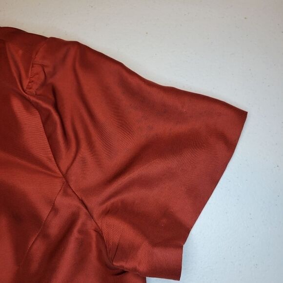 Plaza South Vintage Silk Burnt Rust Orange Maxi Skirt Blouse Matching Set - Picture 13 of 15